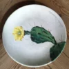 Plato de la Colección Cactus con una hoja y flor amarilla del Monducuru