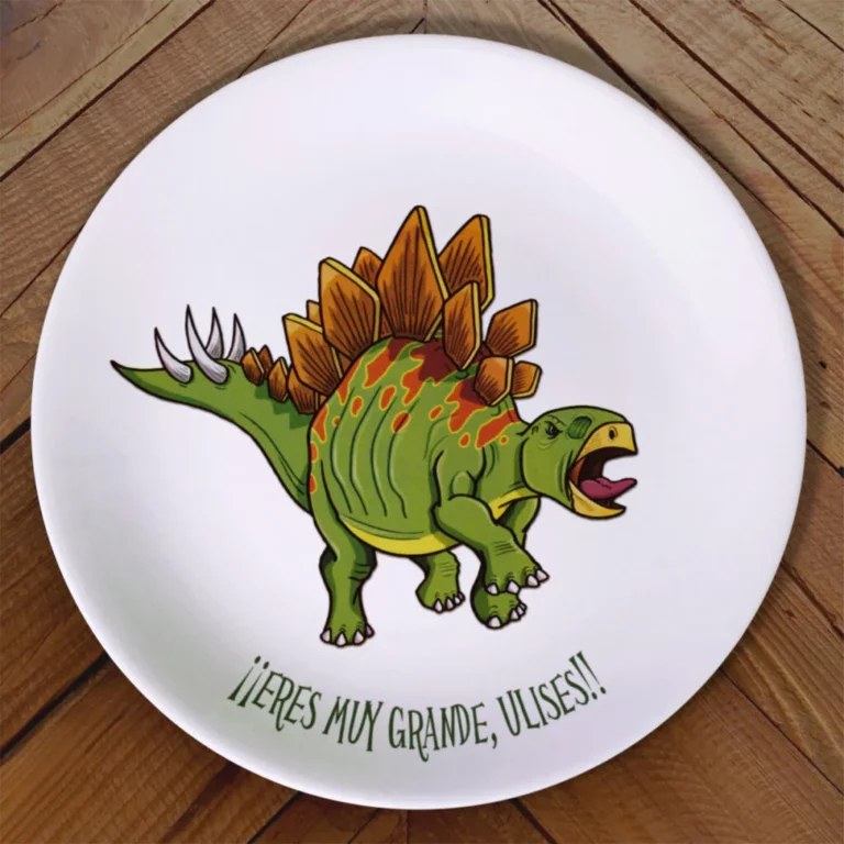 Plato infantil personalizado dinosaurio stegosaurio idea regalo original