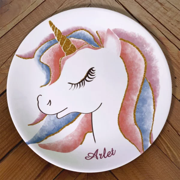 Plato Unicornio Dorado